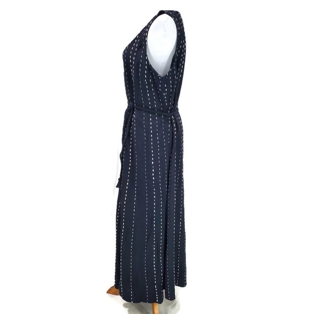 J. Jill Pure Jill Easy A-line Maxi Dress Black/White Lagenlook Cotton Boho Belt - Picture 5 of 15